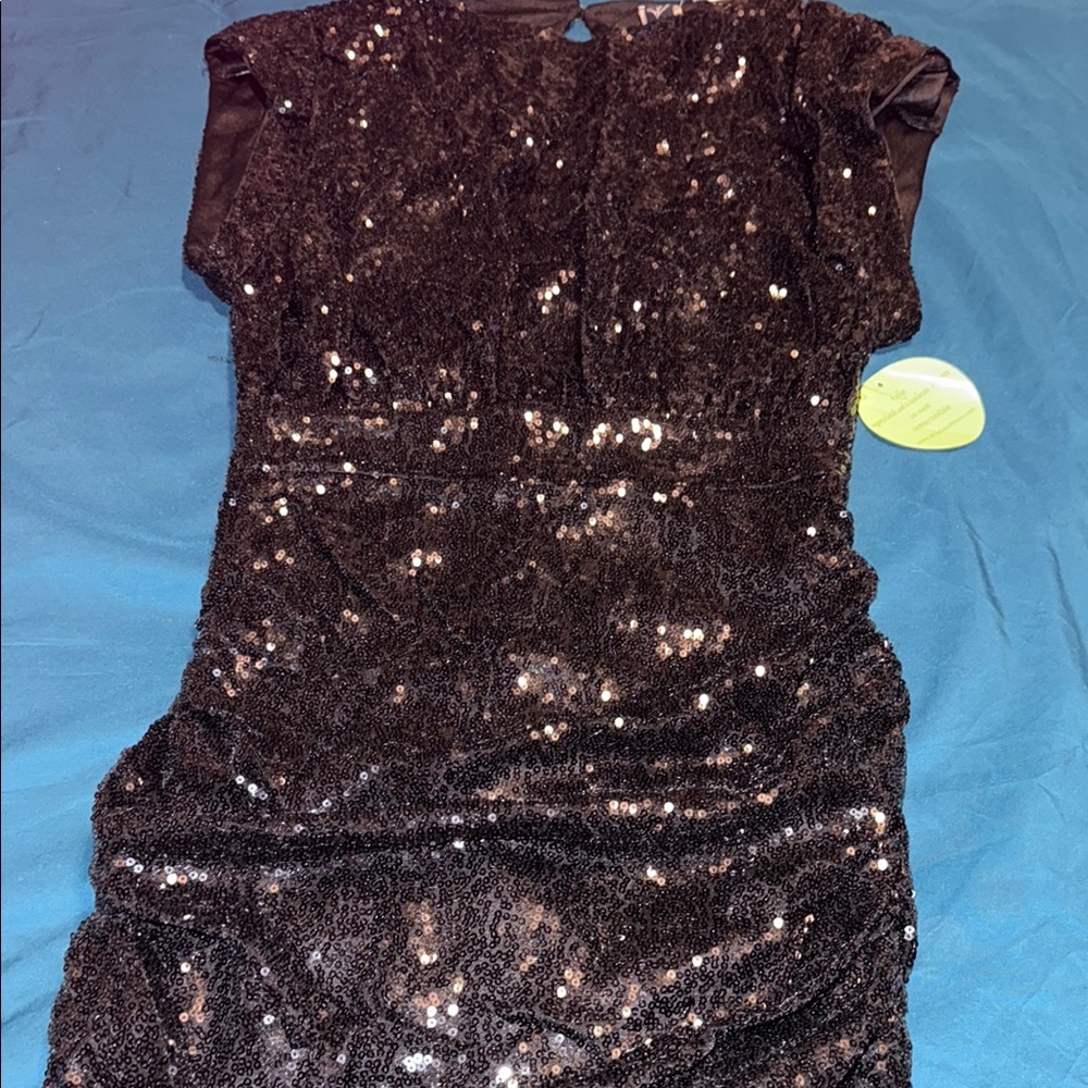 Windsor Black Sequin Mini Dress with Dolman Sleeves